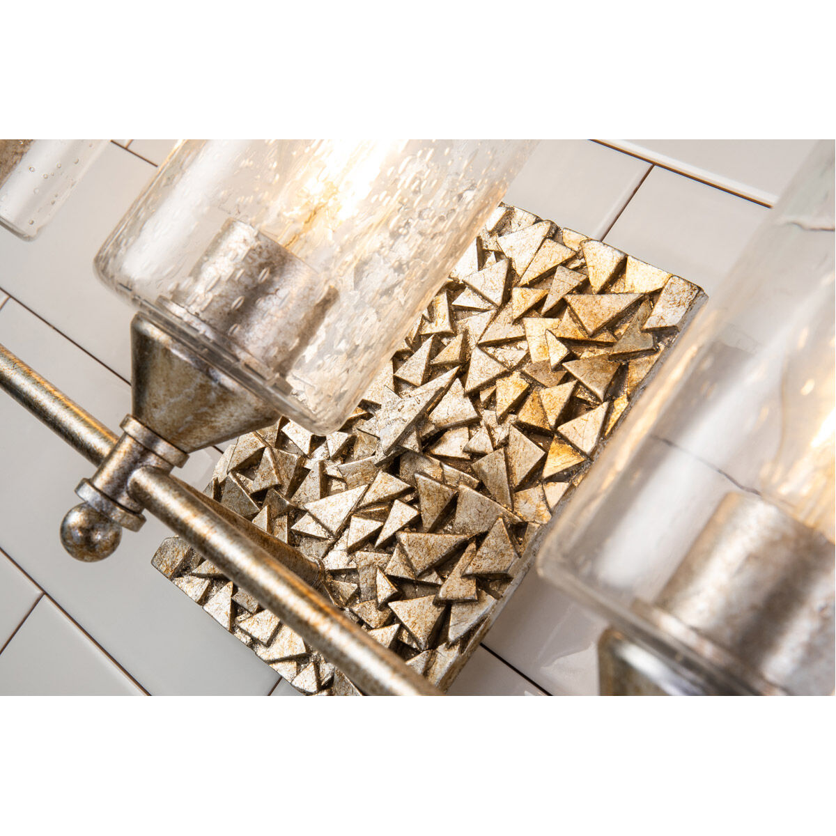 Mosaic 3 Light 21 inch Silver Bath Light Wall Light in Silver Leaf with Antique